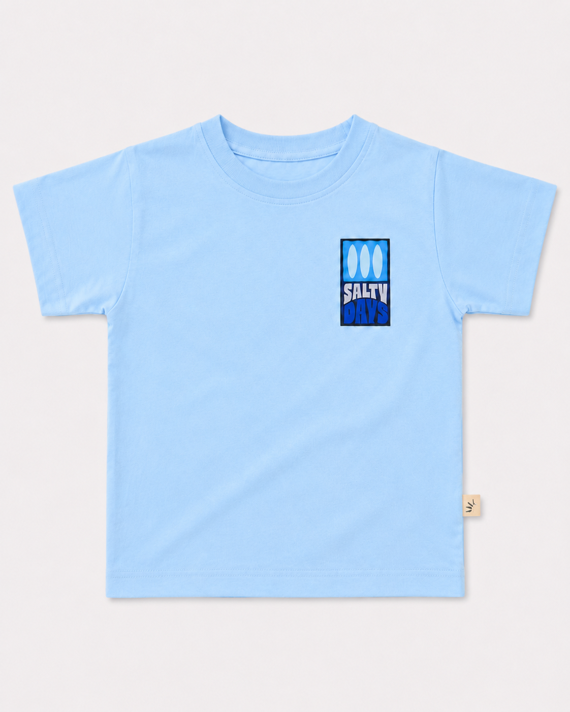 Boys Oversized Basic Premium Cotton T-Shirt – Salty Days Print Light Blue