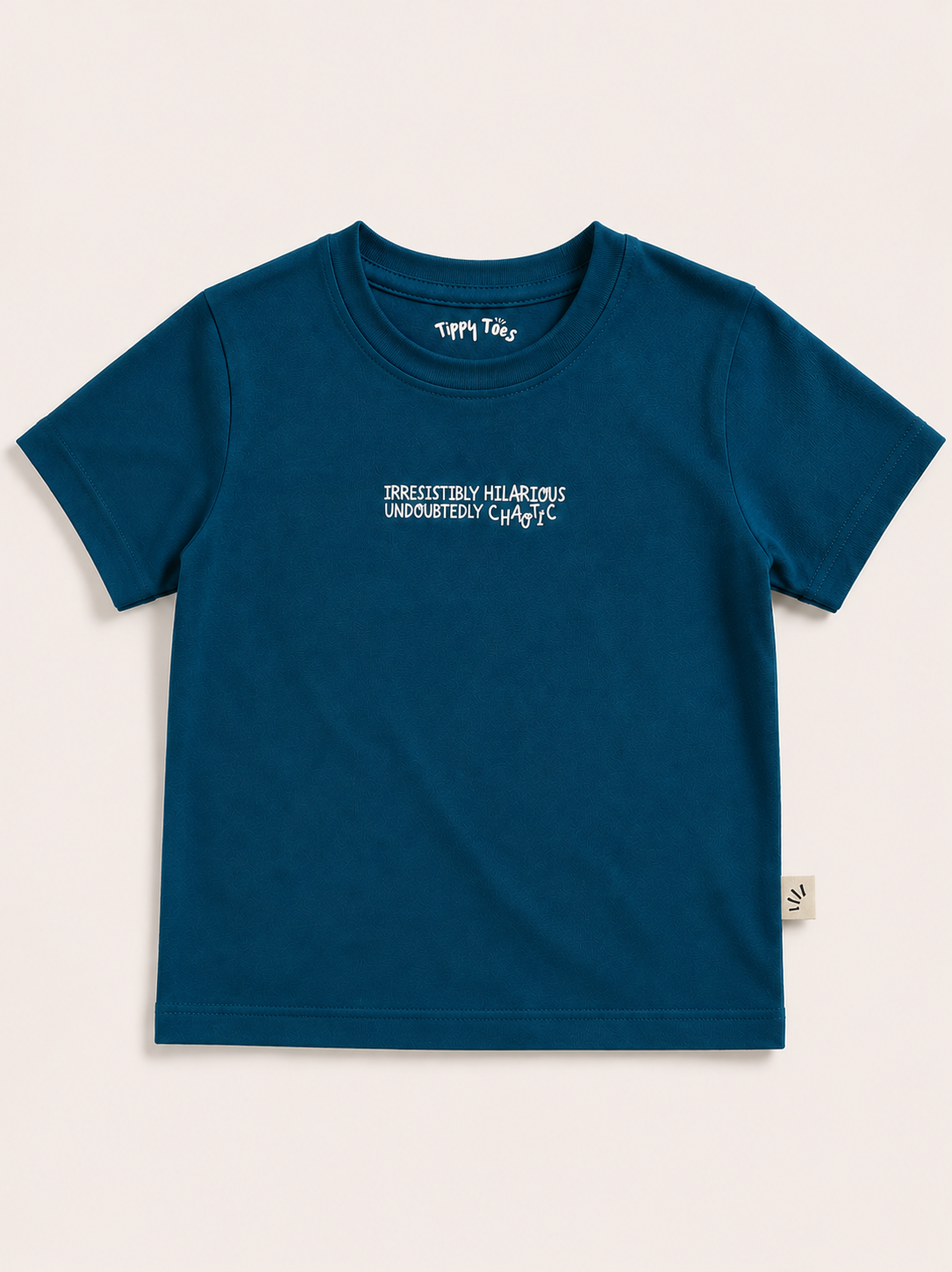 Boys Oversized Premium Cotton T-Shirt – Undoubtedly Chaotic Teal Blue