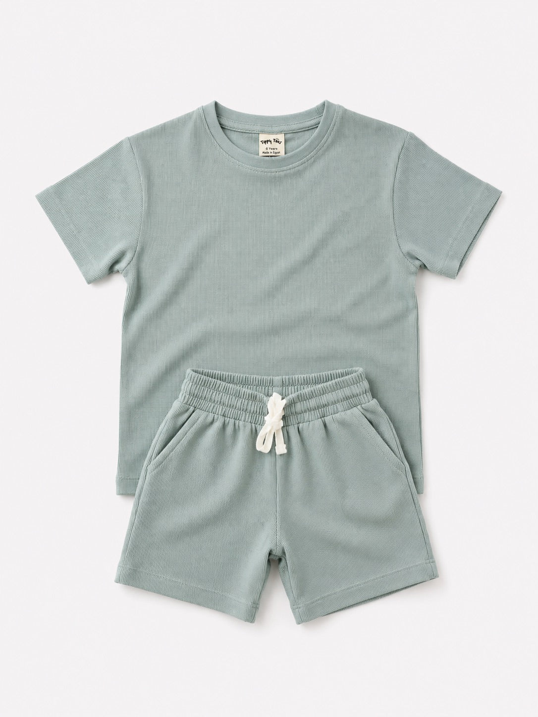Boys Cotton T-Shirt & Shorts Set – Sage Green