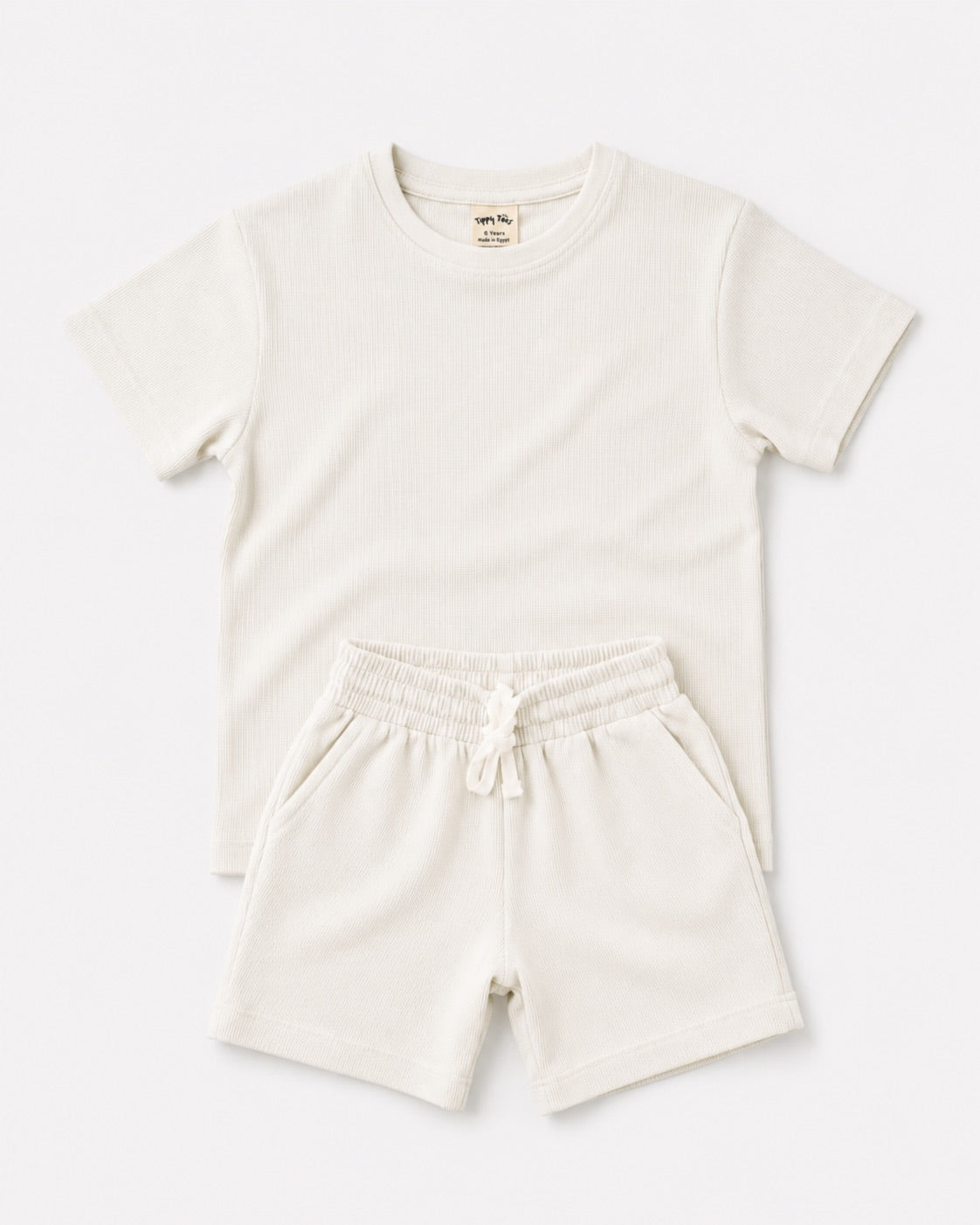 Boys Cotton T-Shirt & Shorts Set – Off-White